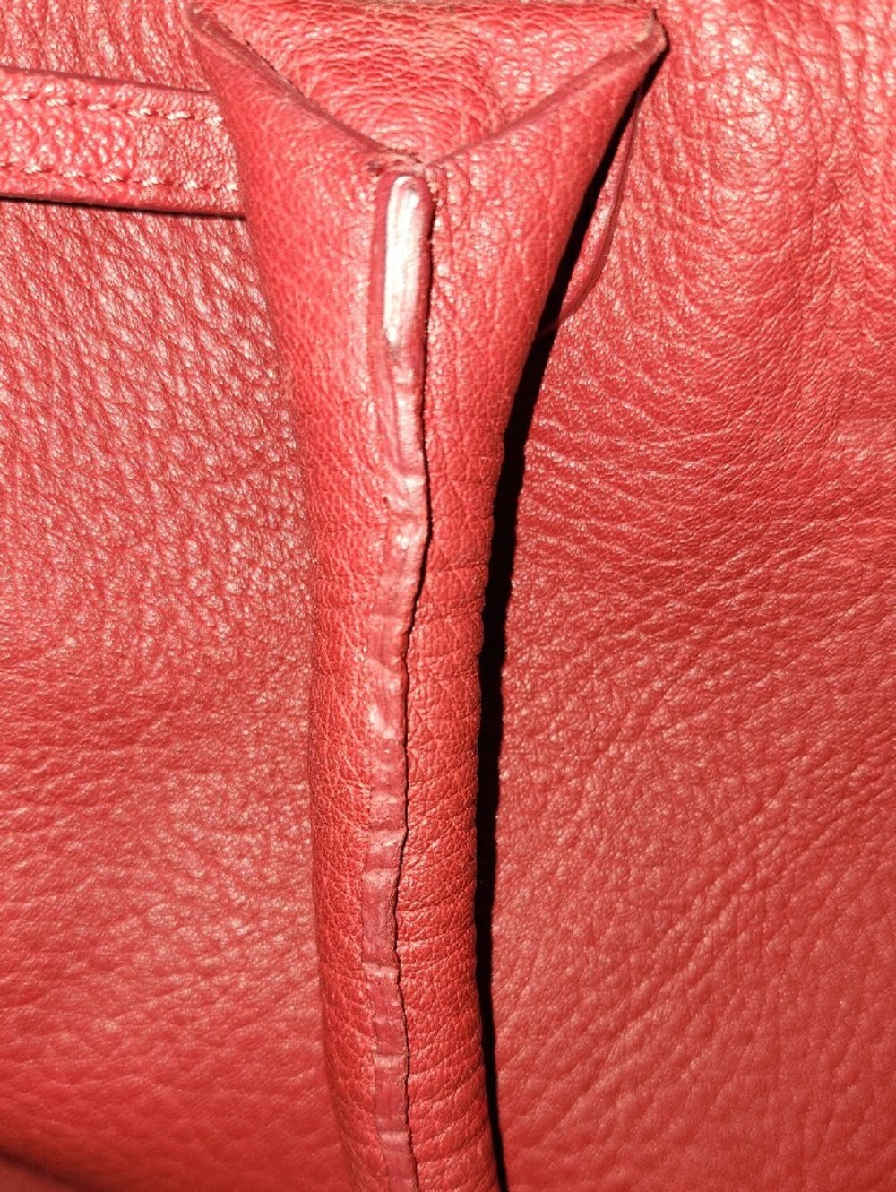 Jimmy Choo Red Pebbled Leather Satchel with Gold Hardware and Bow Accent - Picture 7 of 11